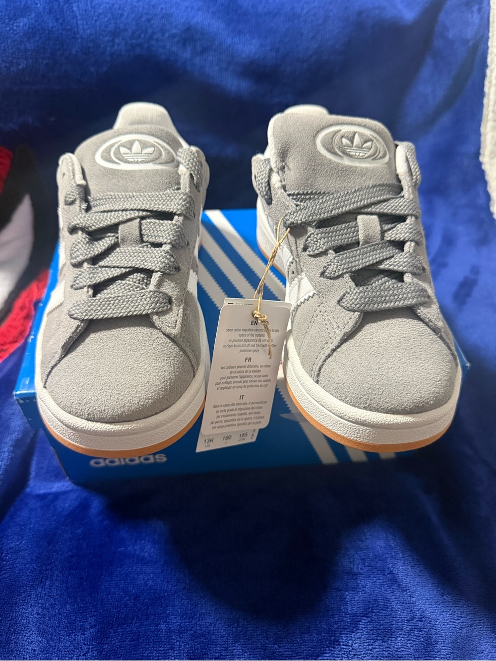 adidas Kids Gray Suede Low-Top Sneakers with Gum Outsole